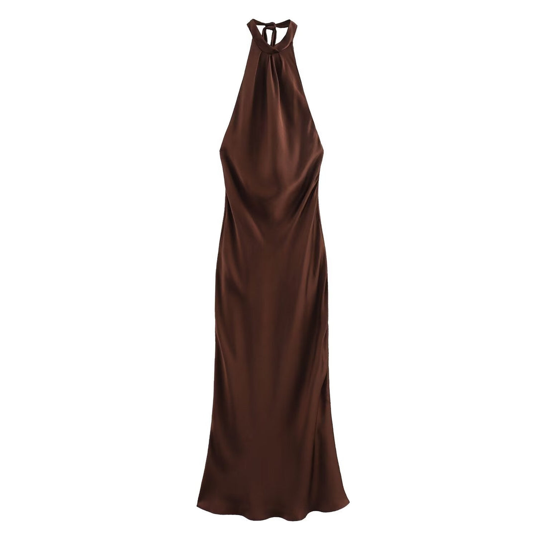 Brown evening gown on a white background