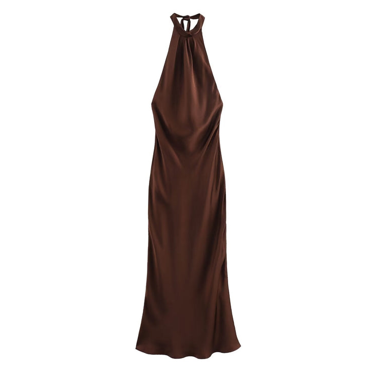Brown evening gown on a white background