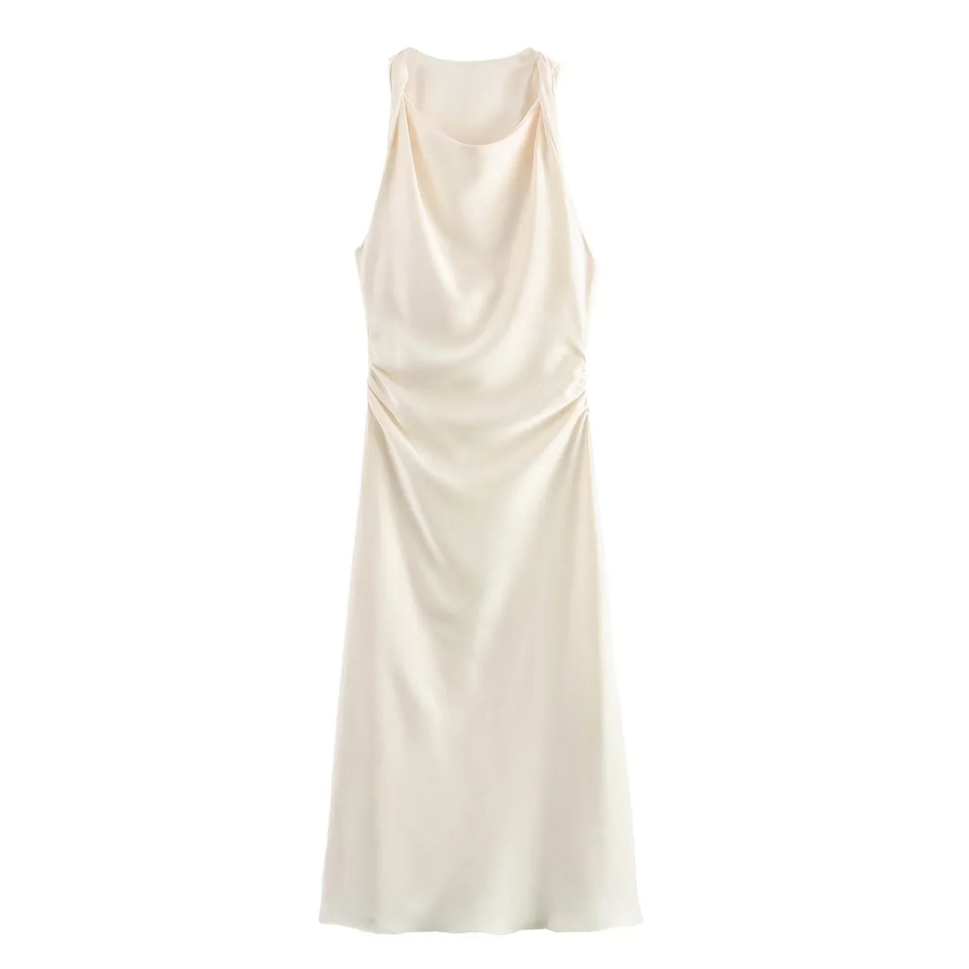 White satin dress on a white background
