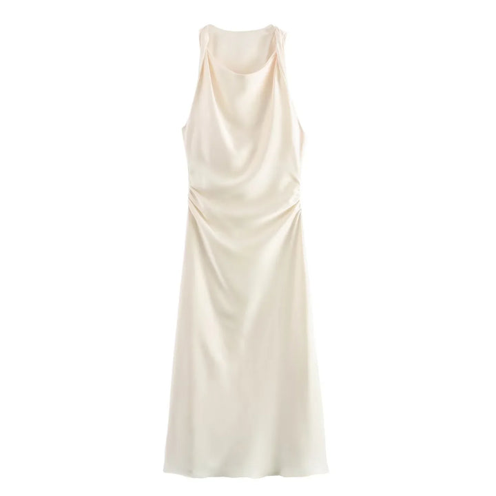 White satin dress on a white background