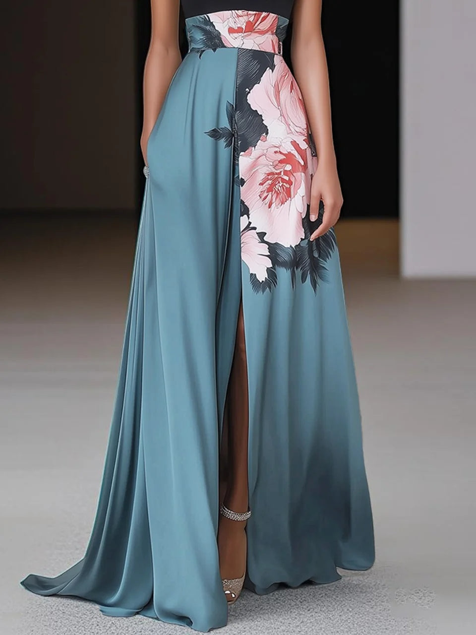 Kaylie | Stunning Floral Wedding Guest Dress with Front Slit