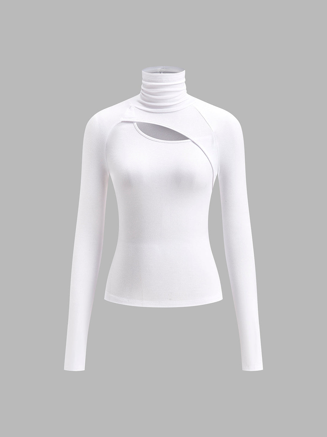 Adriana | Women's Casual Stretch Turtleneck Cutout Top Long Sleeve Fitted Going Out Top — White