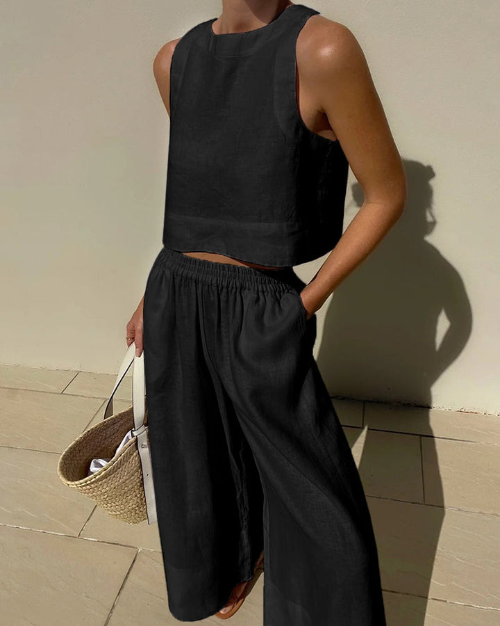 Aelithea | High Waist Wide Leg Pants & Crop Top Co-Ord Set