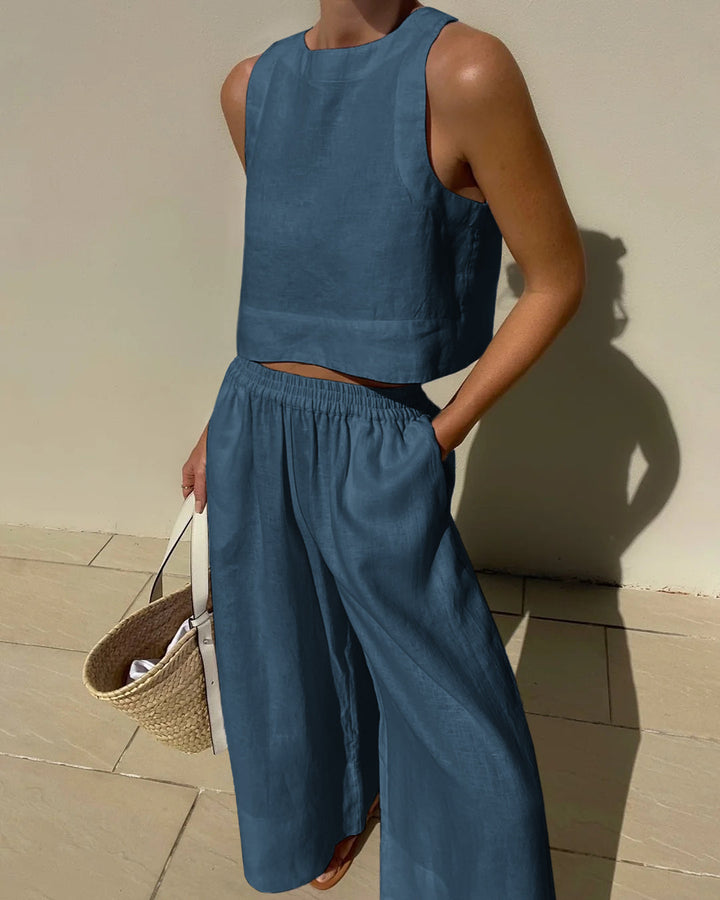 Aelithea | High Waist Wide Leg Pants & Crop Top Co-Ord Set