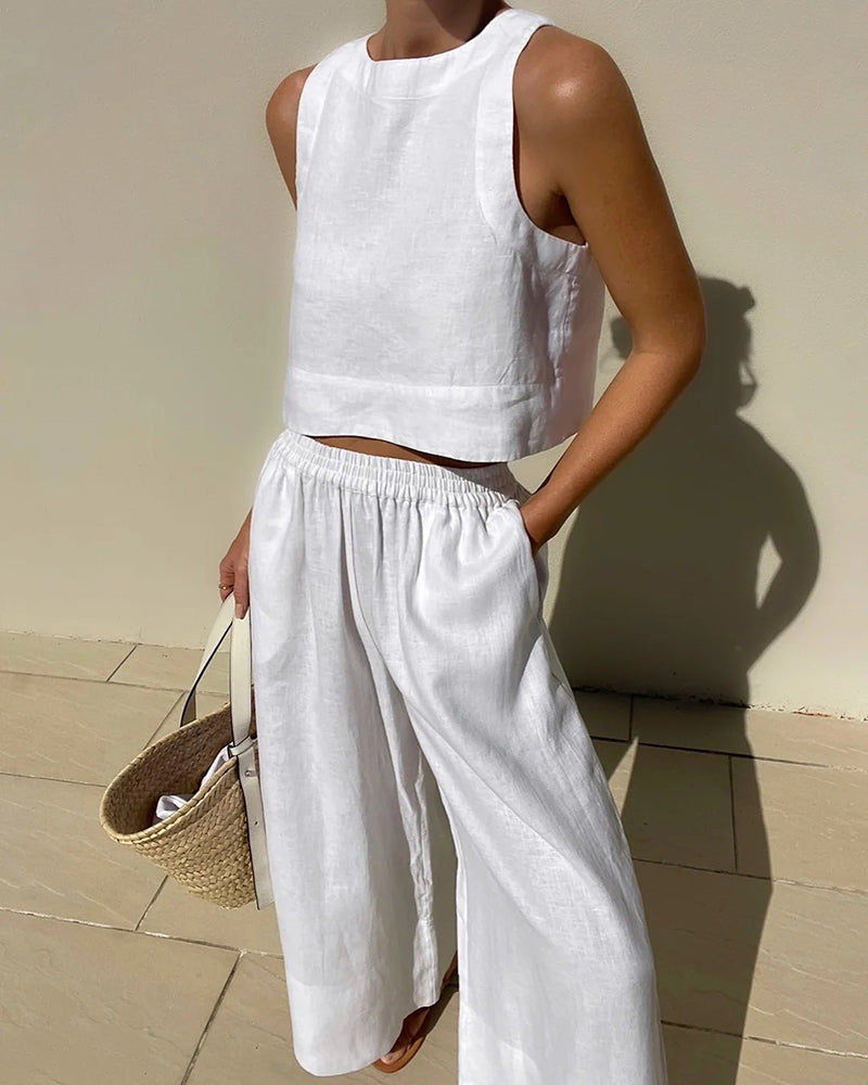 Aelithea | High Waist Wide Leg Pants & Crop Top Co-Ord Set