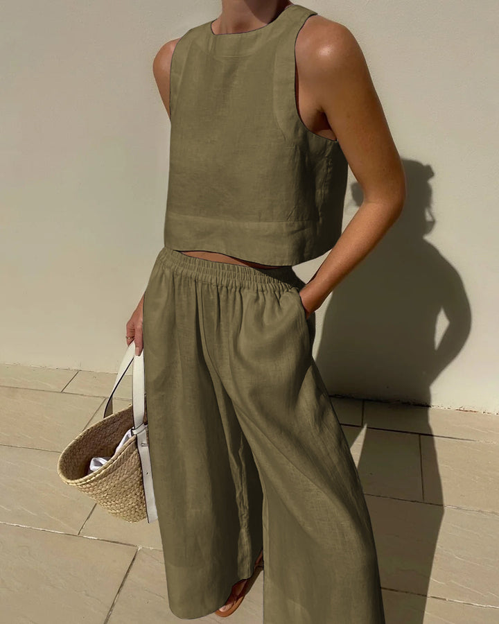 Aelithea | High Waist Wide Leg Pants & Crop Top Co-Ord Set