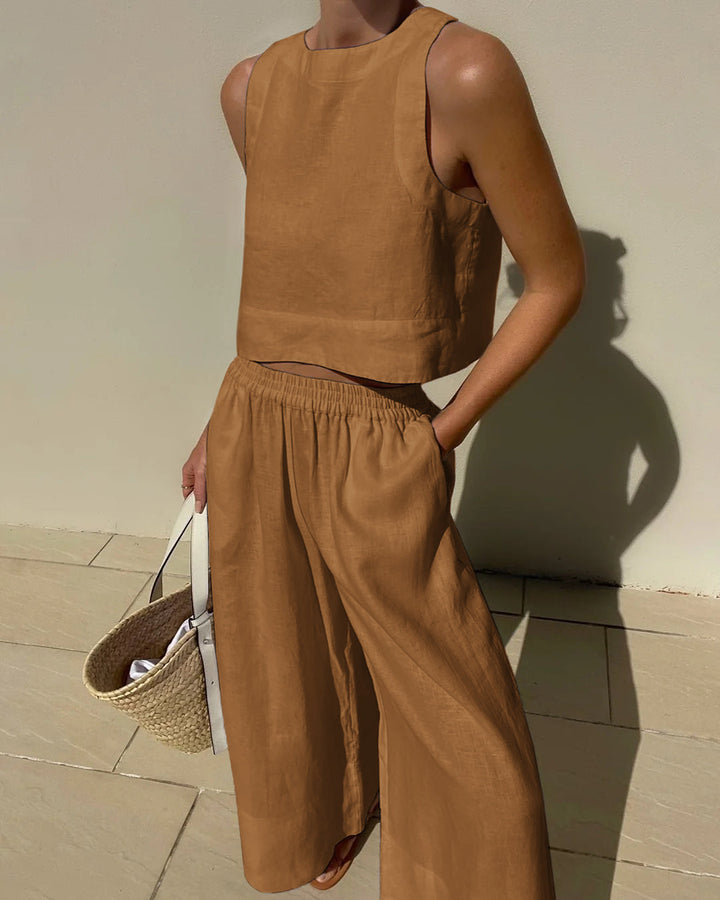 Aelithea | High Waist Wide Leg Pants & Crop Top Co-Ord Set