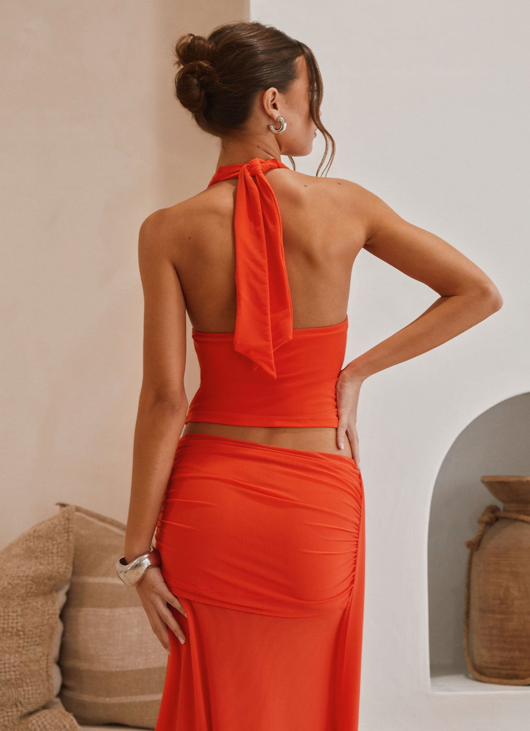 Anoukeen | Women's Casual Stretch Halter Top - Fire Red — 2