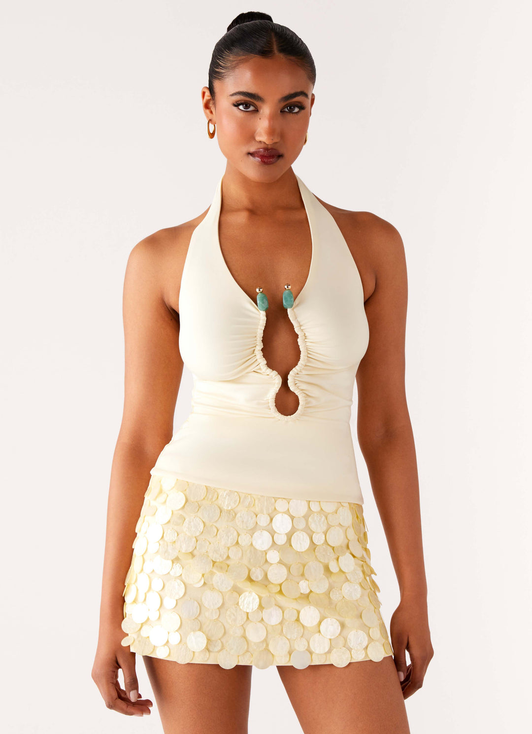 Anoukriel | Women's Casual Stretch Halter Top - Yellow — 1