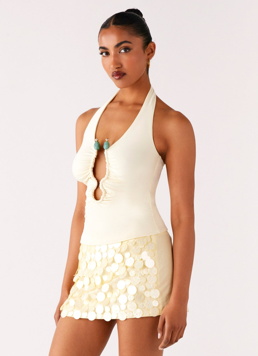 Anoukriel | Women's Casual Stretch Halter Top - Yellow — 2