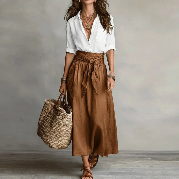 Ariaine | Women's Two-Piece Matching Button-Down Two Piece Set — 2