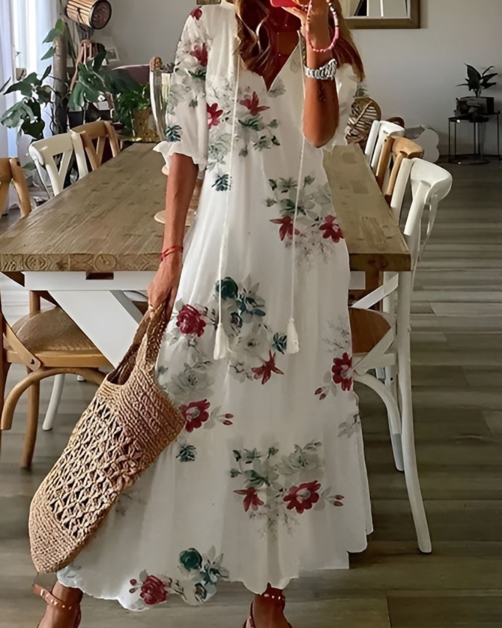 Audrey | Women's Wedding Guest Elegant Boho Magic Covering Dress Dresses — White 3