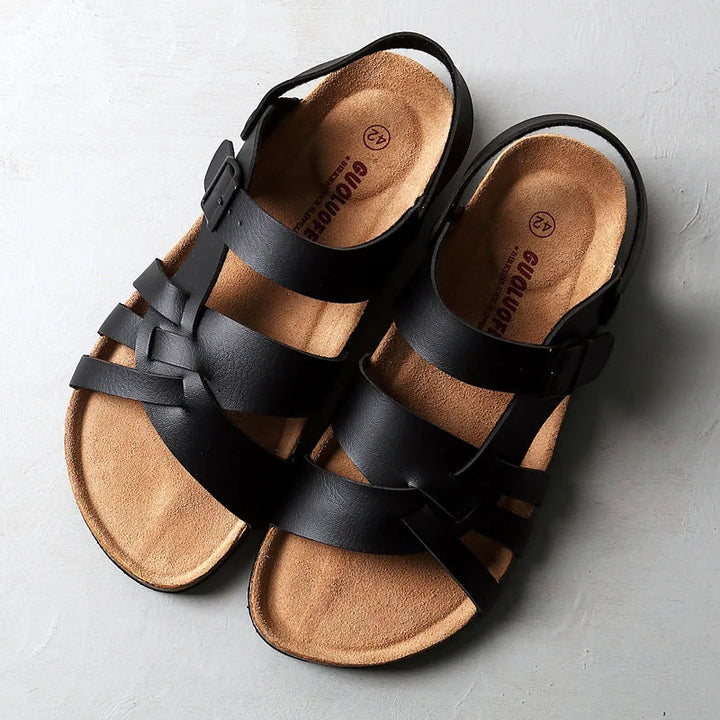Bellise | Women's Comfortable Ortho Leather Sandals — Black