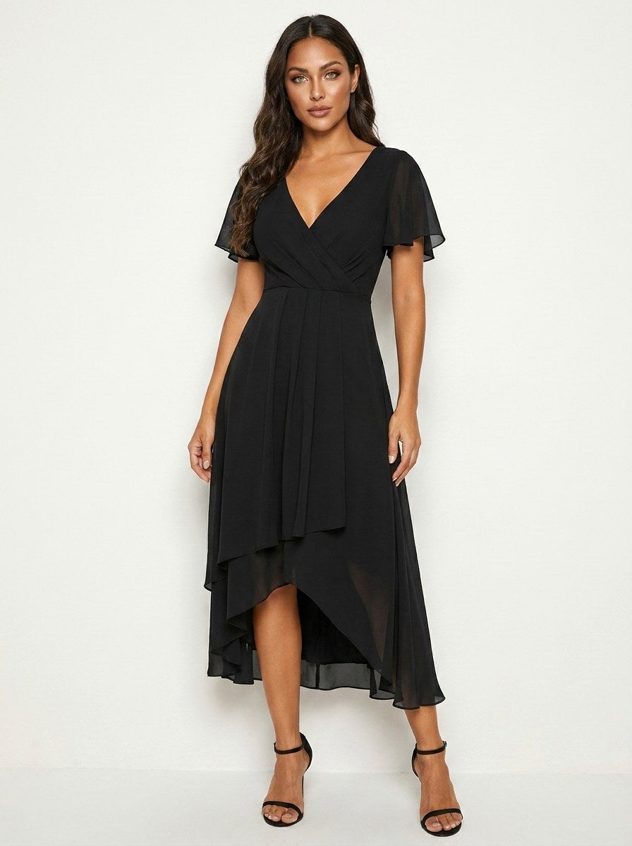 Brevanne | Women's Elegant Midi Dress with Lace Detail — 1
