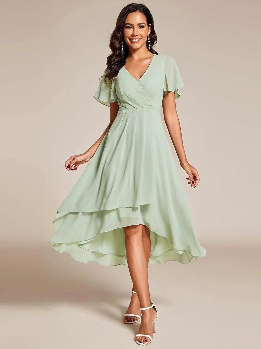 Brevanne | Women's Elegant Midi Dress with Lace Detail — Green