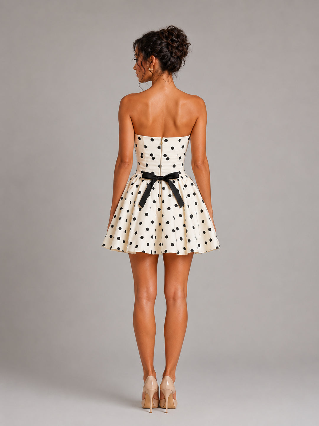 Brevisse | Women's Elegant Corset Polka Dot Homecoming Mini Dress — 2