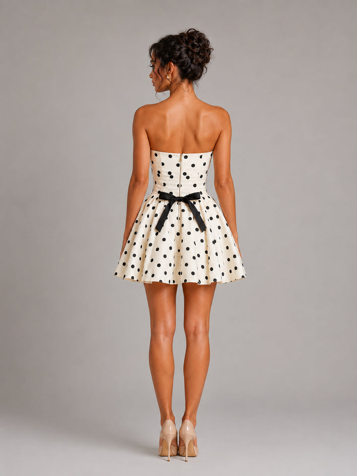 Brevisse | Women's Elegant Corset Polka Dot Homecoming Mini Dress — 2