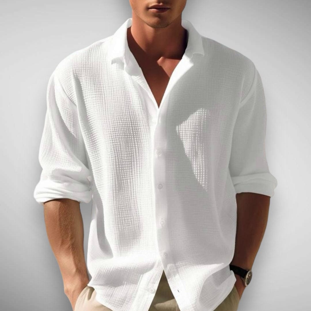 Brevmira | Women's Casual Relaxed Charm Linen Shirt — White