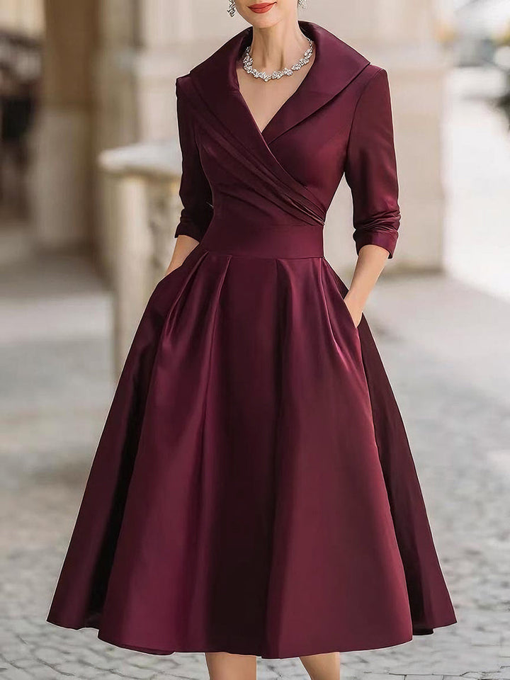 Bronwyn | Women's Wedding Guest Elegant A-Line Dresses — Burgundy
