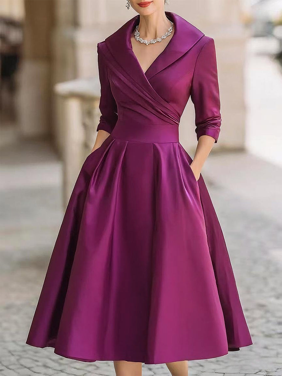Bronwyn | Women's Wedding Guest Elegant A-Line Dresses — Purple