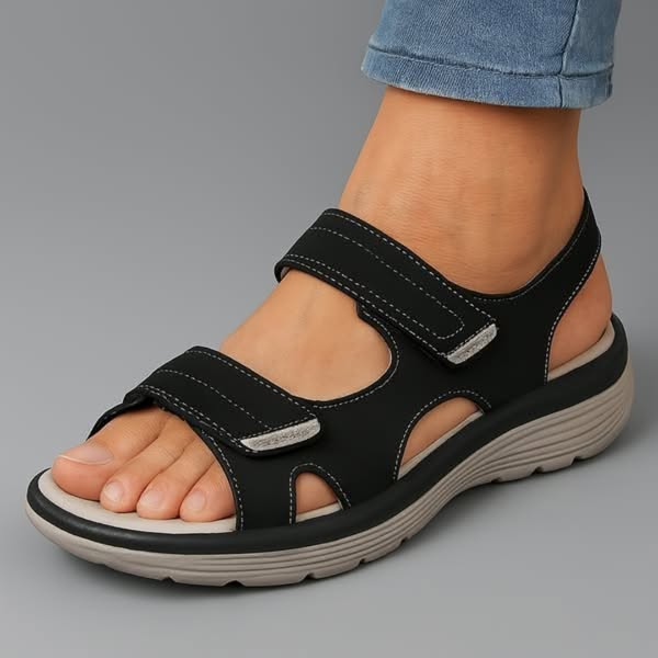 Caelaria | Women's Cushioned Comfort Footbed Sandals — Black
