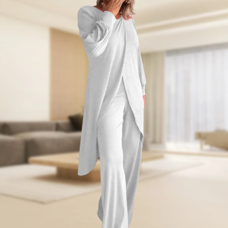 Caelsia | Women's Two-Piece Lounge Set Long Sleeve Top & Wide-Leg Trousers Women — 2