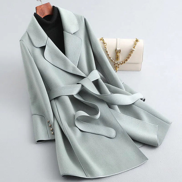 Calliope | Women's Double-Breasted Aria Virgin Wool Trench Coat — Mint Green
