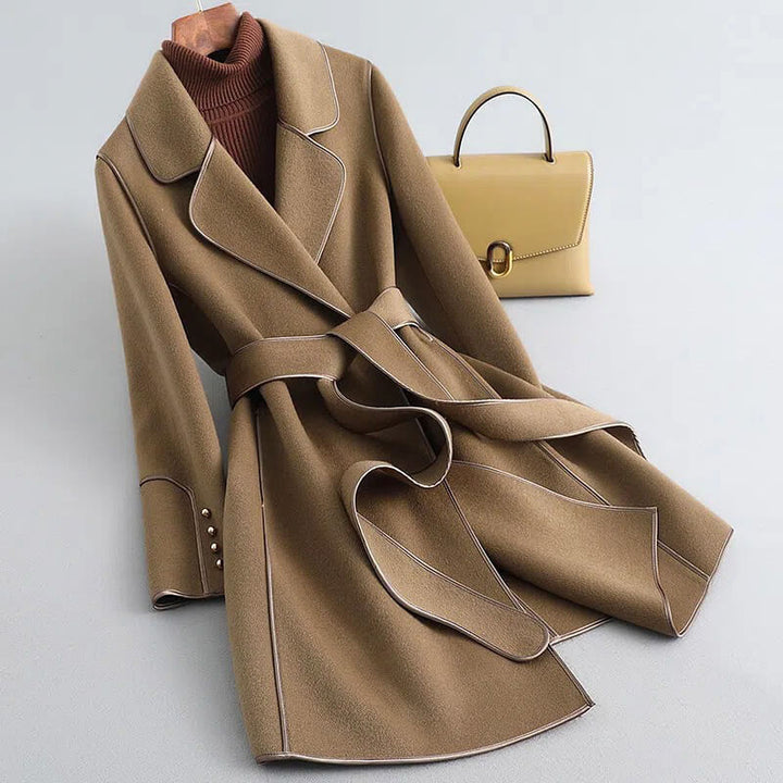 Calliope | Women's Double-Breasted Aria Virgin Wool Trench Coat — Mocha Brown