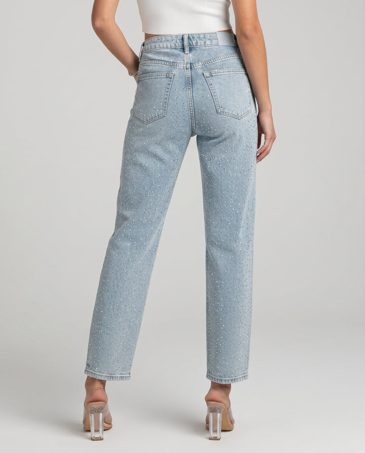 Celetta | Women's Wide-Leg High-Waist Jeans with Shimmer Finish — 2