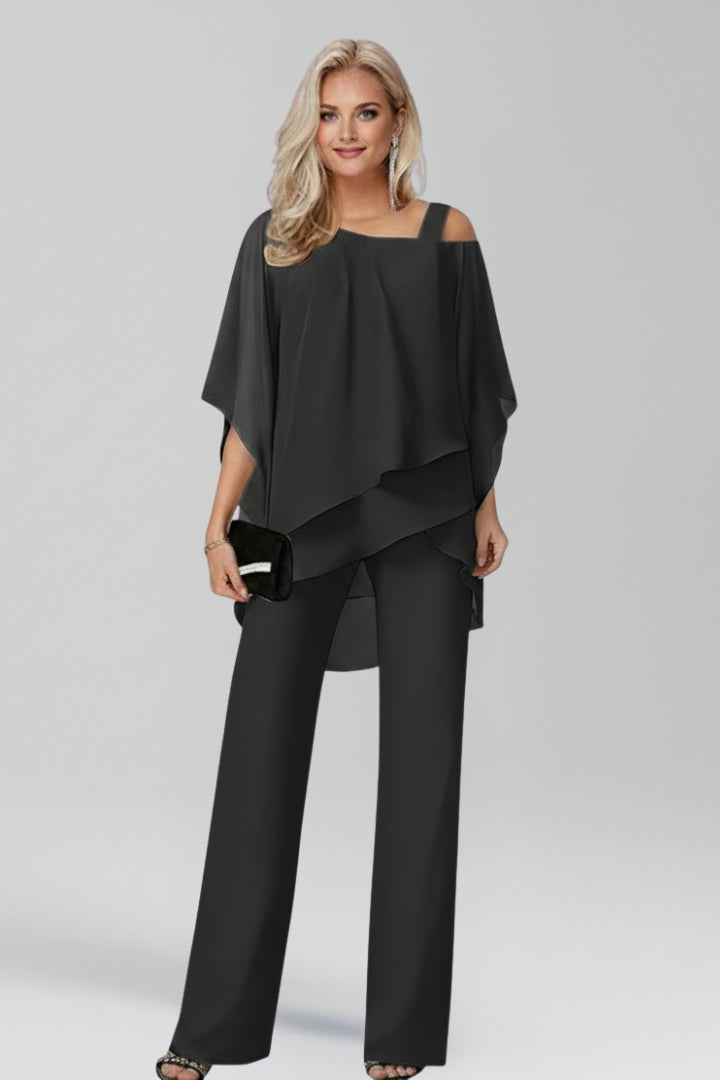 Cirareth | Women's Elegant Off Shoulder Jumpsuit with Wide-Leg Pants — Black