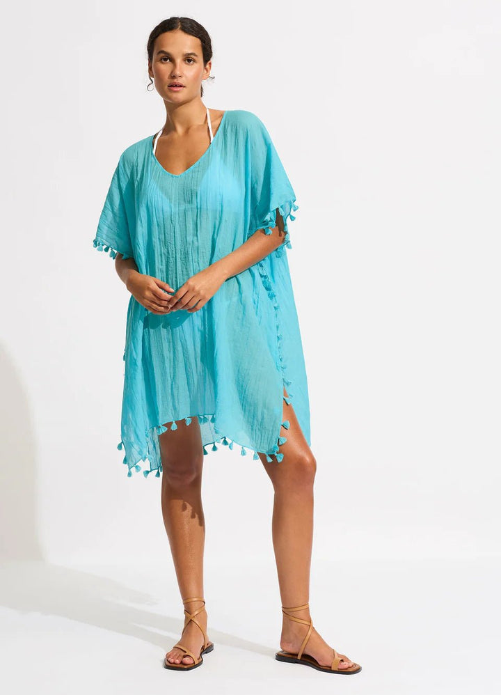 Coraoura | Women's Casual Stretch EDIT AMNESIA KAFTAN Tops — BLUE