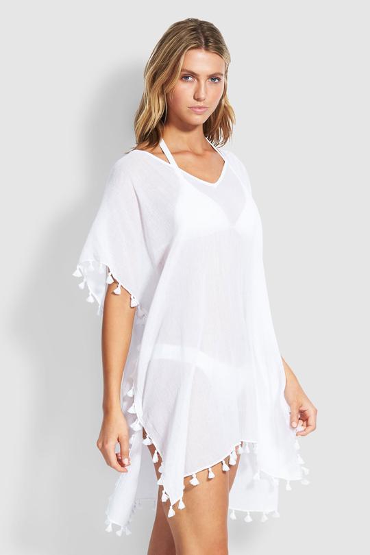 Coraoura | Women's Casual Stretch EDIT AMNESIA KAFTAN Tops — WHITE