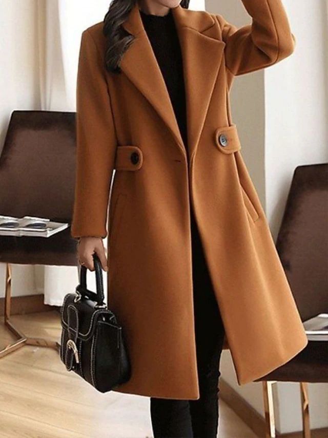 Cordelia | Women's Double-Breasted Trench Premium Belted Long Wool Coat For — Brown