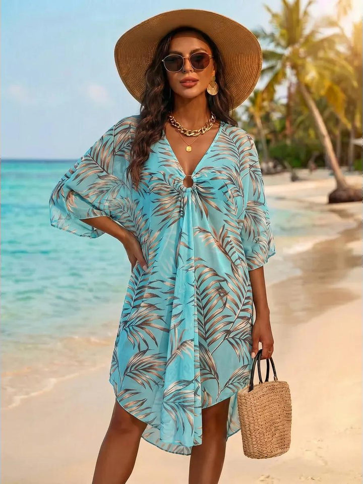 Corinora | Women's Elegant Printed Beach Cover-Up Dress — 2