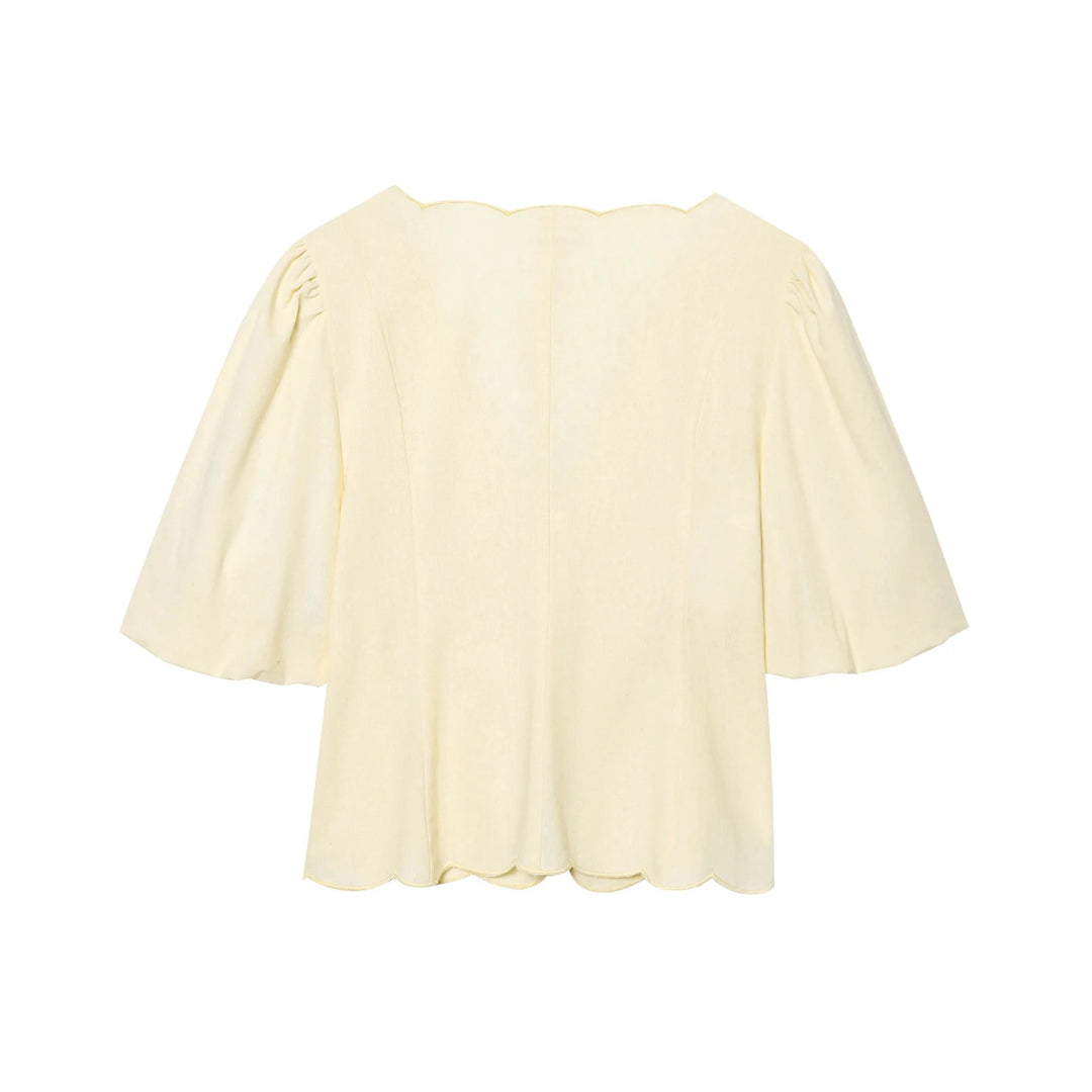 Dahlynn | Puff Sleeve Blouse & Wide Leg Pants Two-Piece Set
