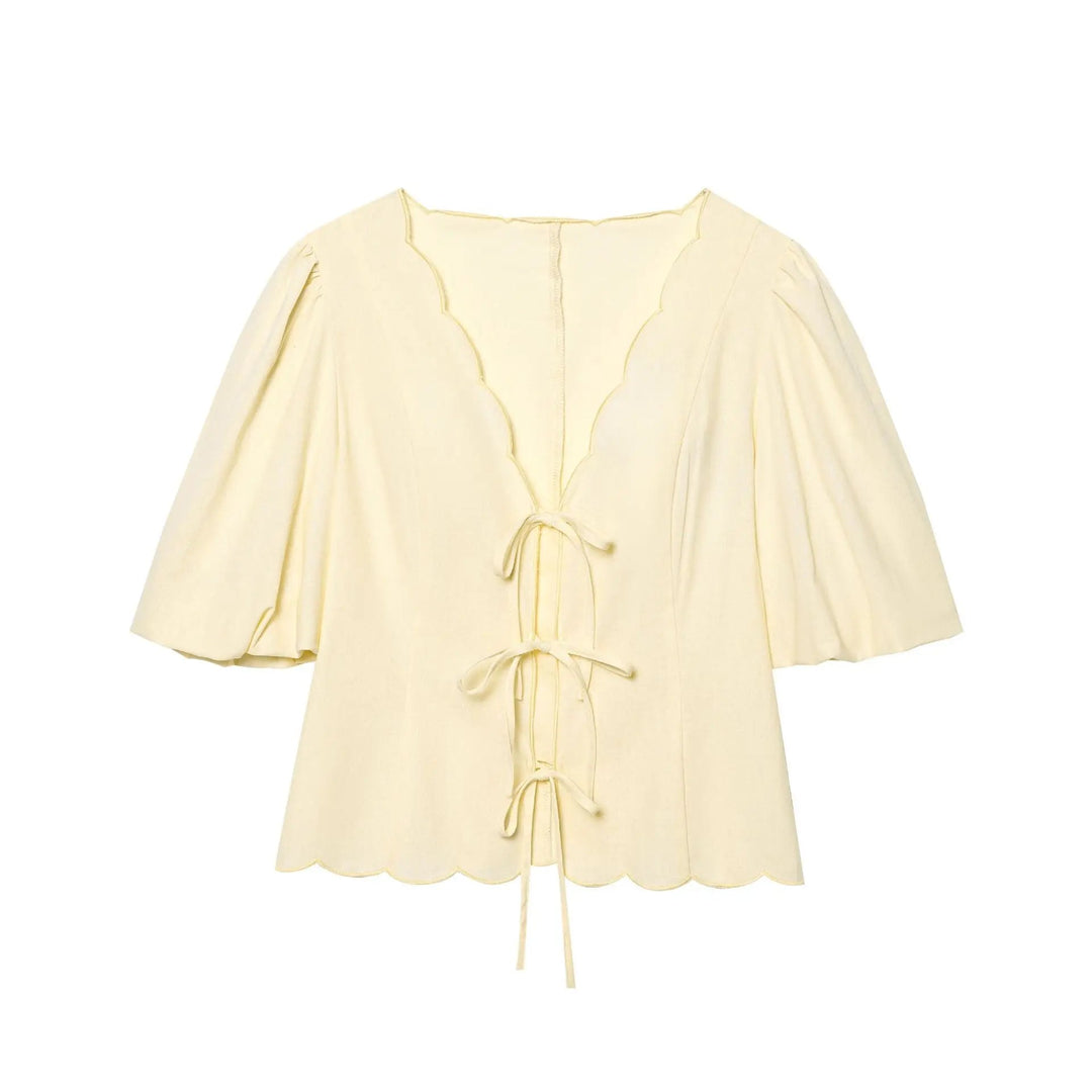 Dahlynn | Puff Sleeve Blouse & Wide Leg Pants Two-Piece Set