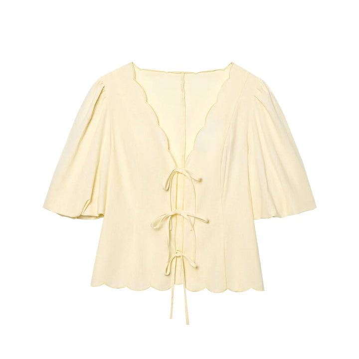 Dahlynn | Puff Sleeve Blouse & Wide Leg Pants Two-Piece Set