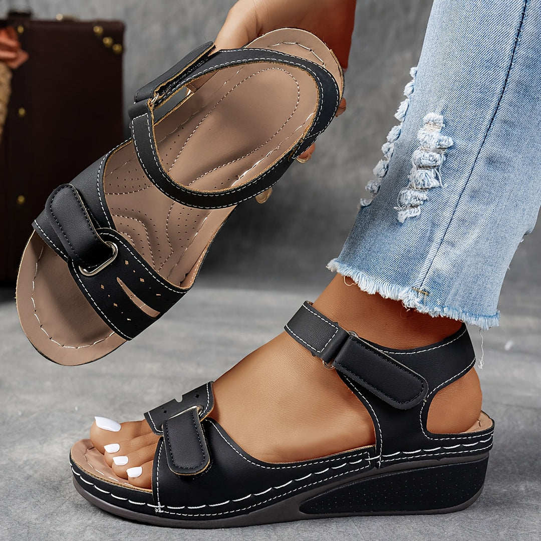 Delria | Women's Comfortable Orthopedic Comfort Flex Sandals — Black