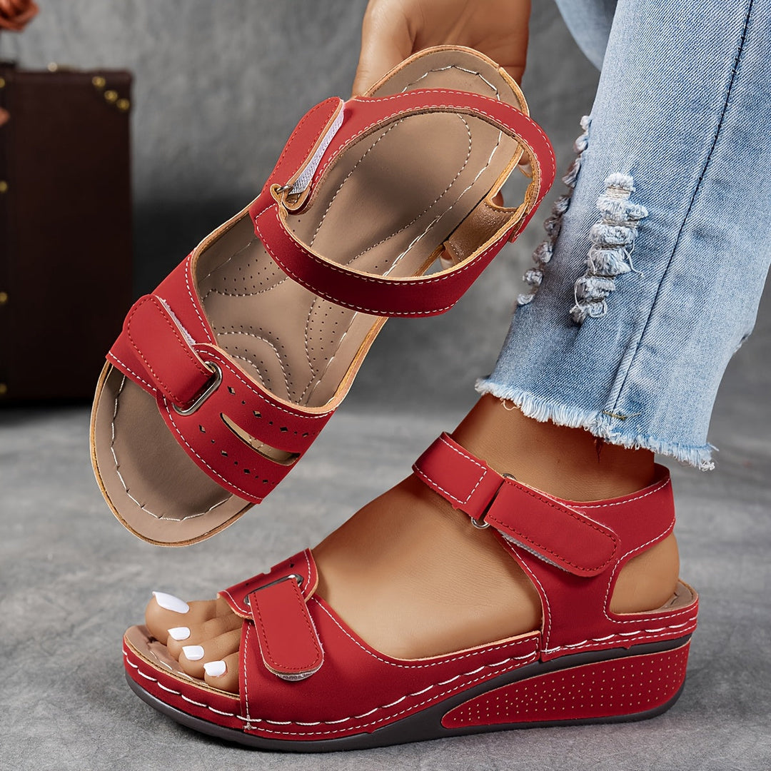 Delria | Women's Comfortable Orthopedic Comfort Flex Sandals — Red
