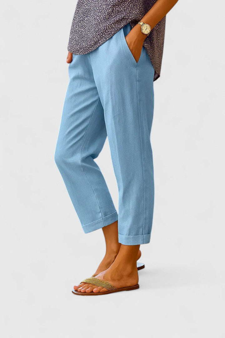 Delthanne | Women's Elegant Comfortable Straight Leg Cotton-Linen Pants — 2