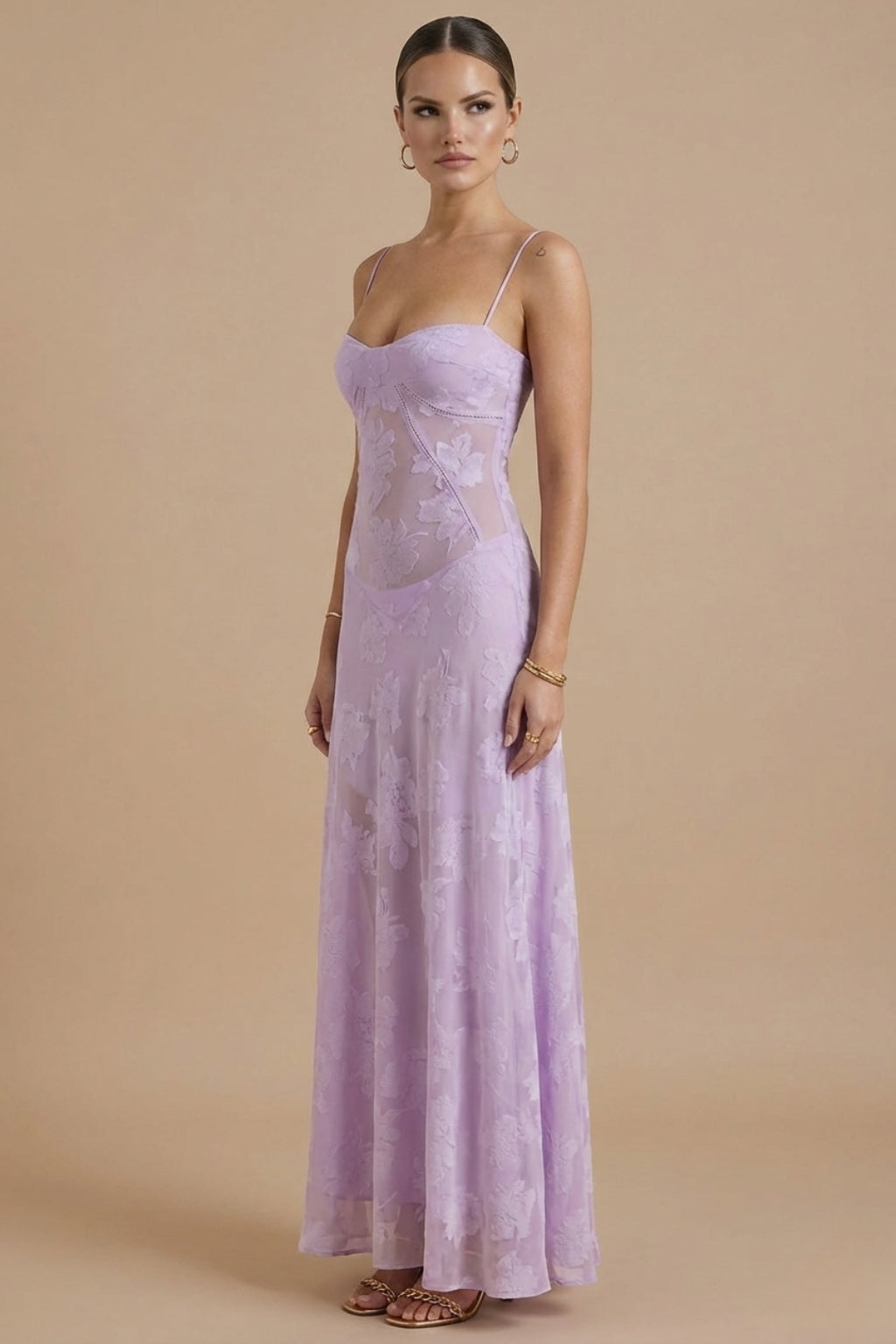 Doriaara | Women's Elegant Fitted Waist Occasion Dress — Purple