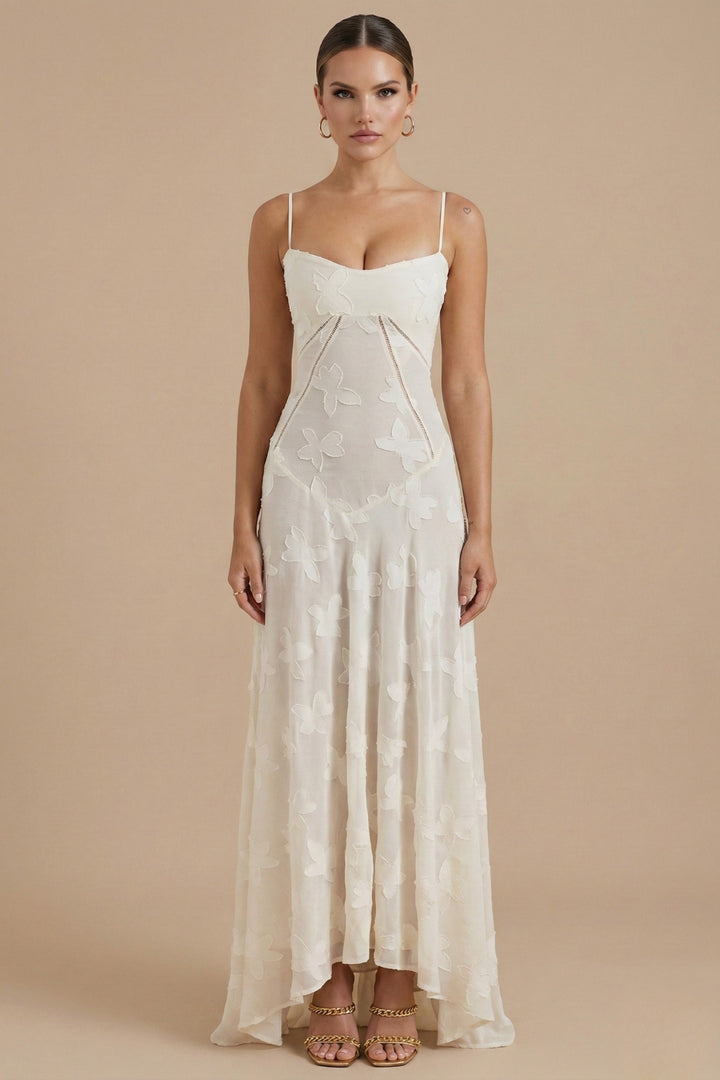 Doriaara | Women's Elegant Fitted Waist Occasion Dress — White