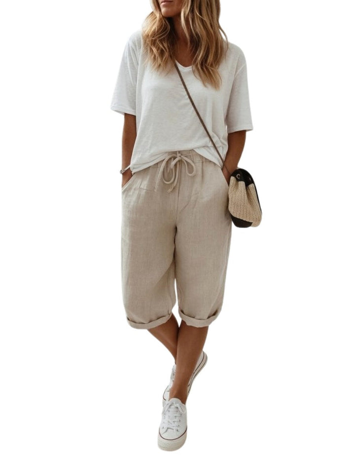 Doriessa | Women's High-Waist Cotton Bermuda Shorts — 1