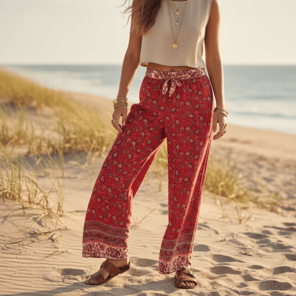 Elowaria | Women's Tailored Meadow Wide Leg Pants — Red
