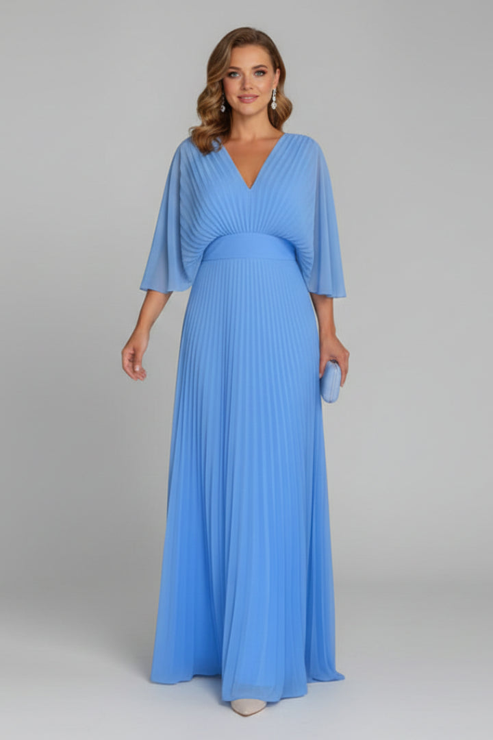 Elydora | Women's Elegant Off-Shoulder Evening Maxi Dress — Light Blue