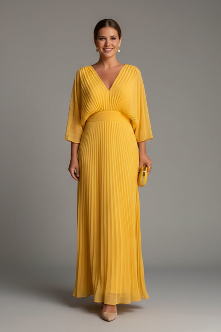 Elydora | Women's Elegant Off-Shoulder Evening Maxi Dress — Yellow