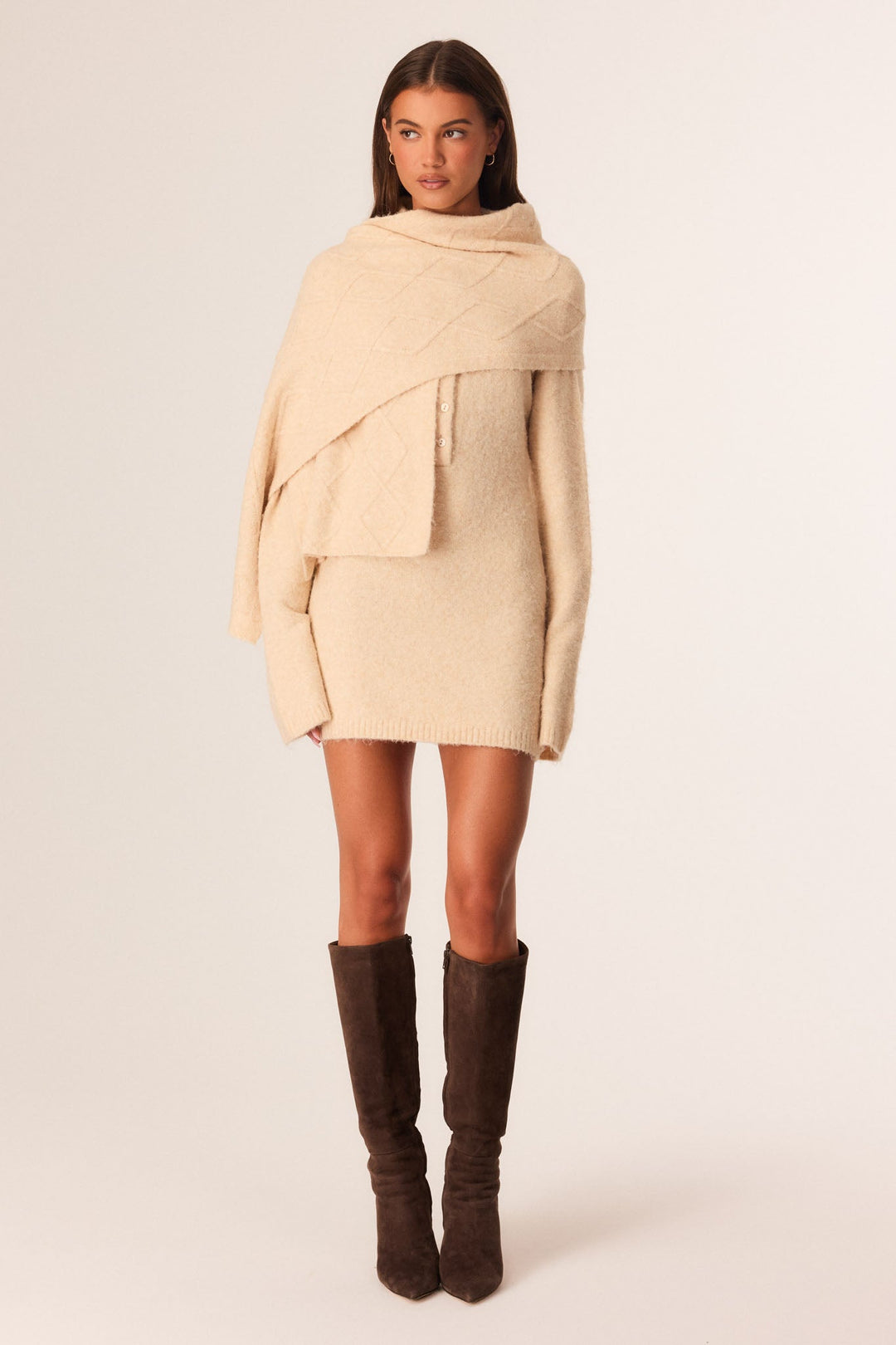 Elywynn | Women's Elegant SCARF KNIT MINI DRESS — 1