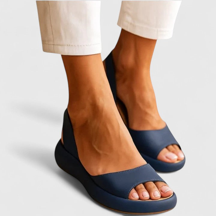 Emerisse | Women's Peep Toe Slingback Flatform Sandals — Blue