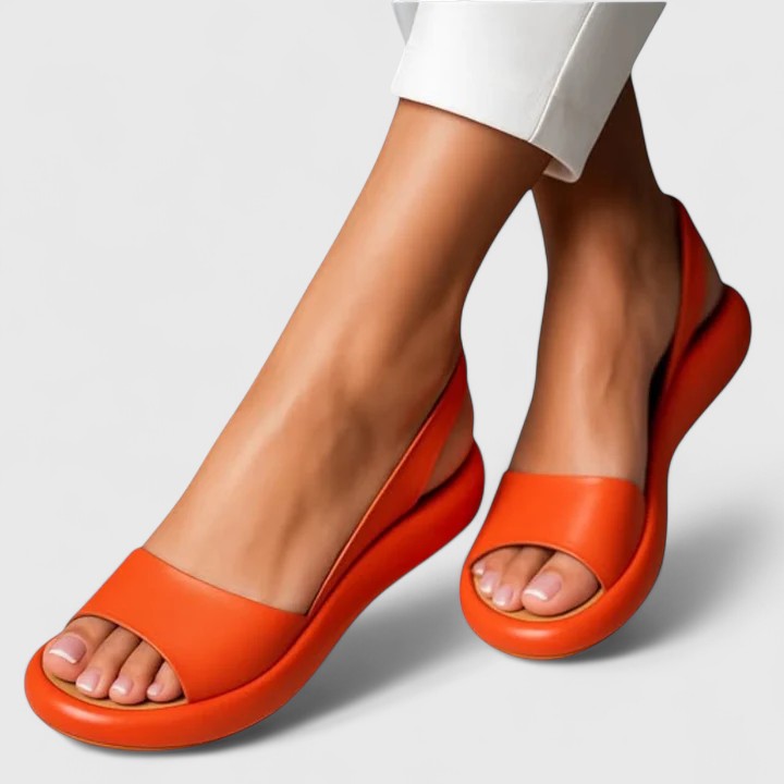 Emerisse | Women's Peep Toe Slingback Flatform Sandals — Orange