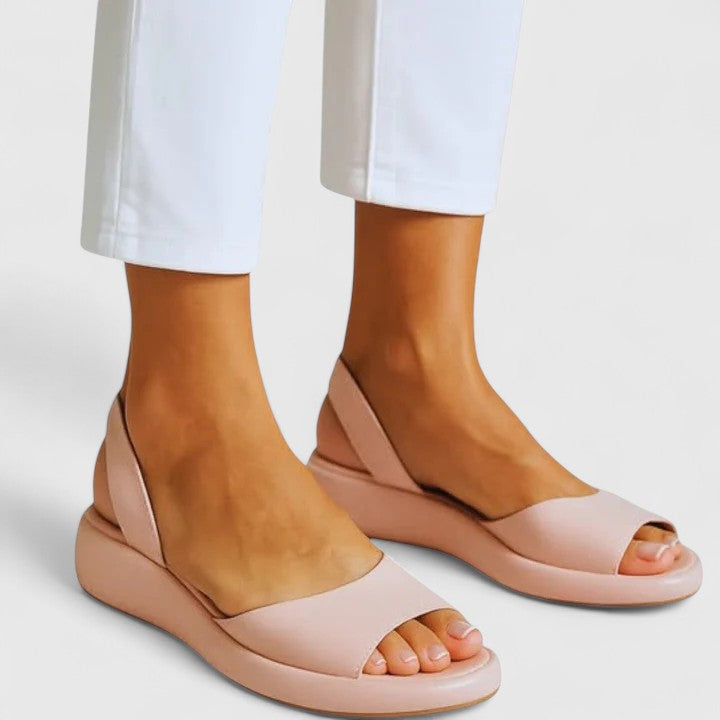 Emerisse | Women's Peep Toe Slingback Flatform Sandals — Pink